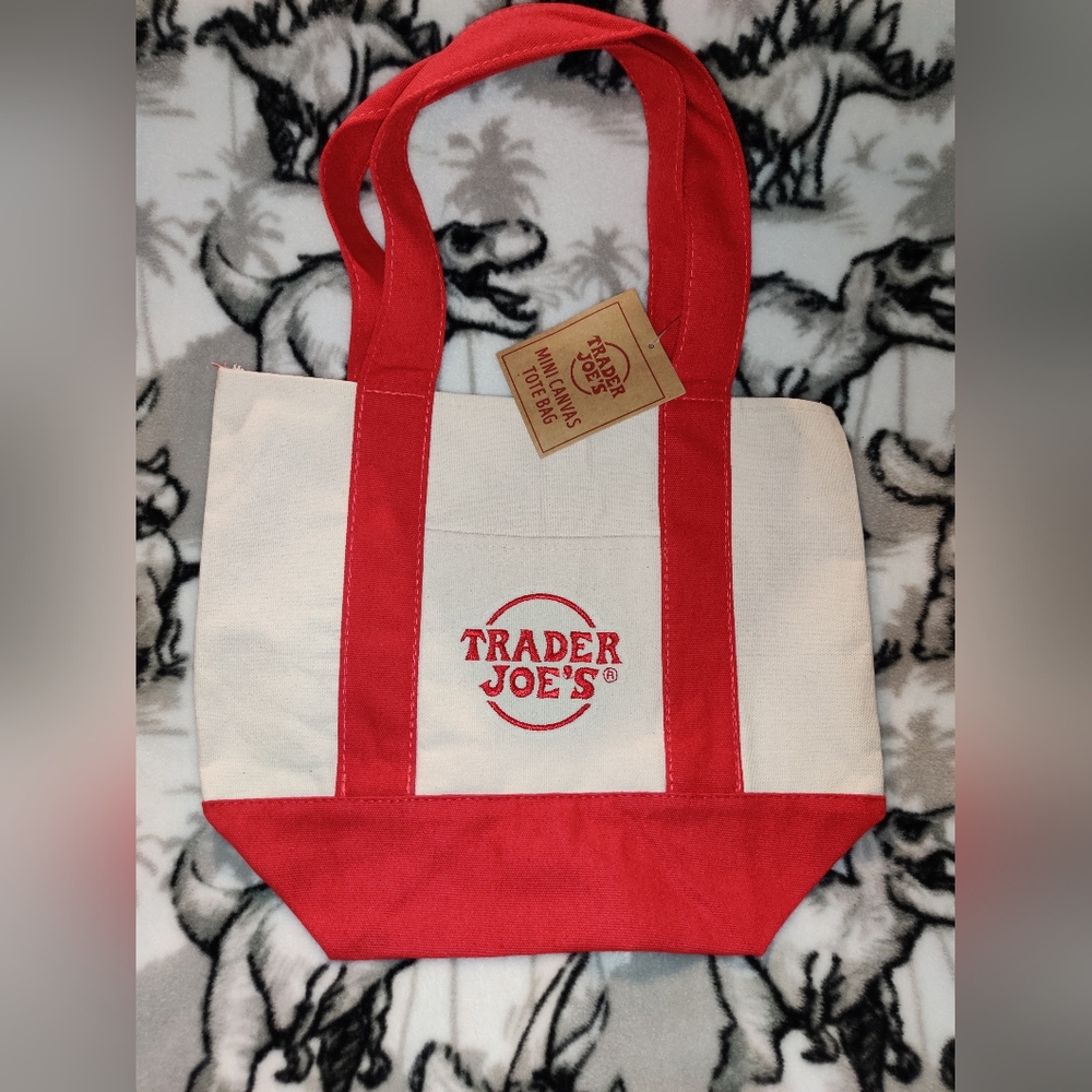 Trader Joe's Mini Canvas Tote Bag - Red - NWT